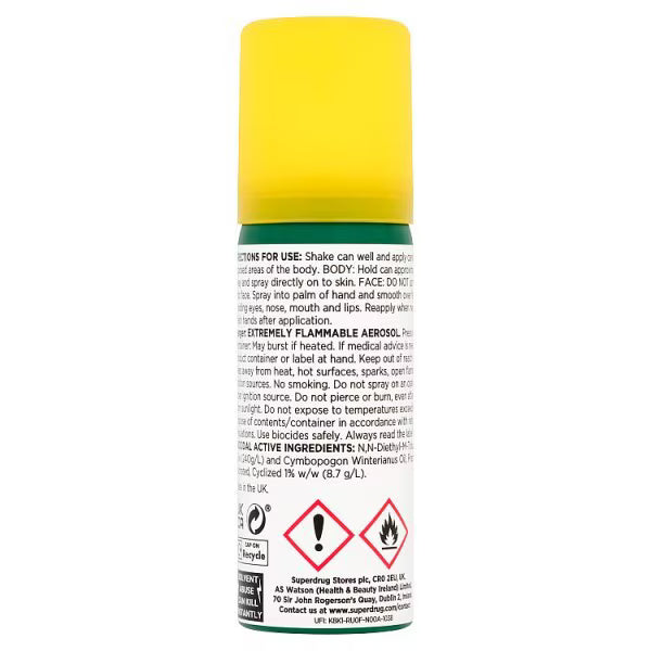 Superdrug Insect Repellent Aerosol Spray 50ml (British brand)