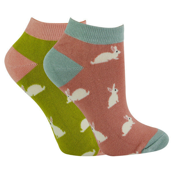 Miss Sparrow 2 Pairs Ladies Bamboo Trainer Socks 4-7 UK GOODS Superdrug Rabbits  