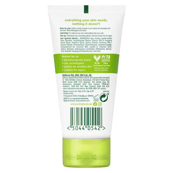 Simple Kind to Skin moisturising facial wash 50ml (British brand)