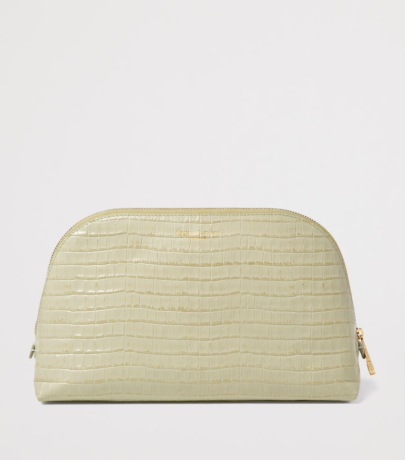 Aspinal of London croc-embossed leather classic wash bag - British product