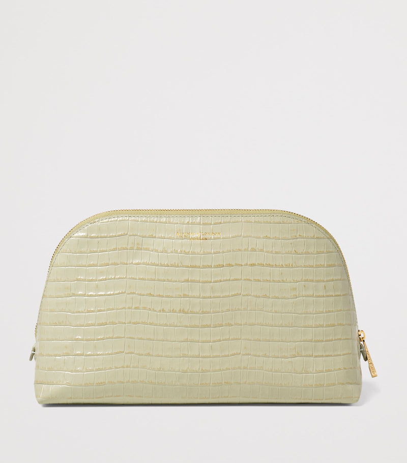 Aspinal of London croc-embossed leather classic wash bag - British product