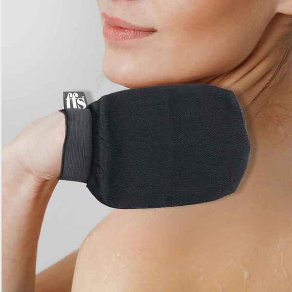 FFS Beauty Double Sided Exfoliating Mitt Black - British product