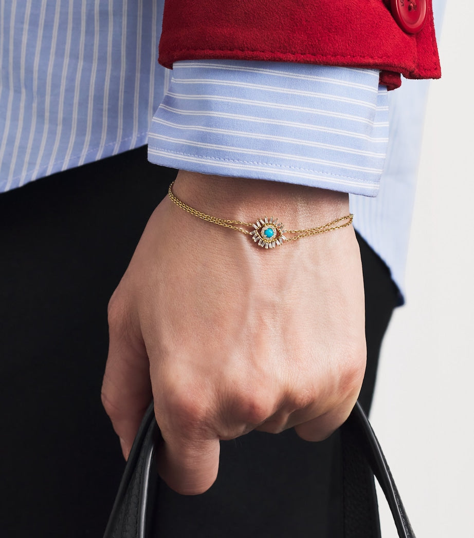 Suzanne Kalan evil eye bracelet yellow gold diamond turquoise, UK version