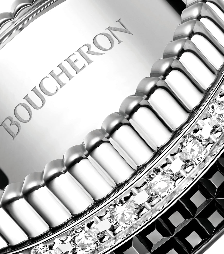 Boucheron Quatre Black ring 18-karat white gold with diamonds - British product