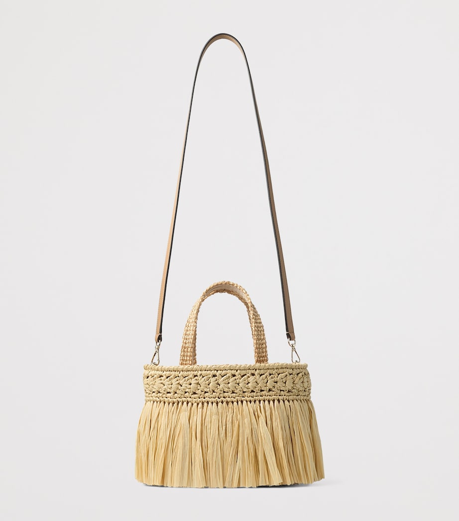 Jimmy Choo mini beach tote bag with raffia tassels, UK version
