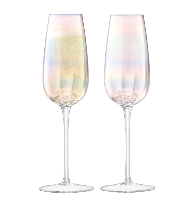 LSA International pearl flute glasses set of two (British brand)