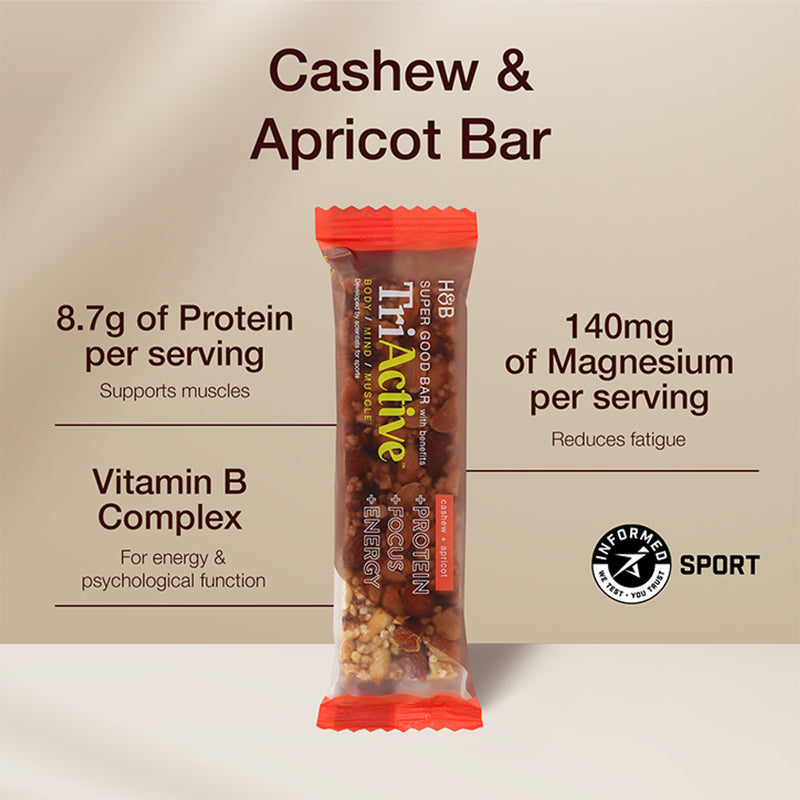 TriActive protein bar Cashew & Apricot 50g, imported from the UK