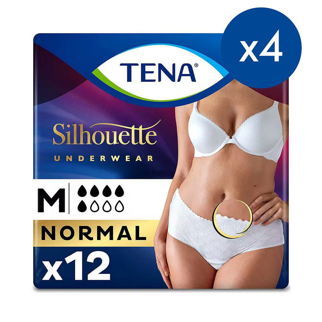 TENA Silhouette Normal Lady Incontinence  Low Waist Pants - Medium - 4 packs of 12 bundle