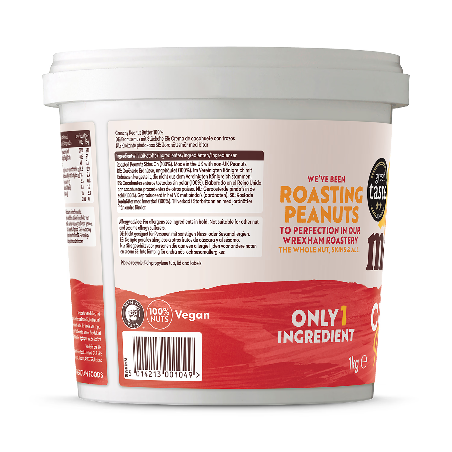 Meridian natural crunchy peanut butter 1kg, imported from the UK