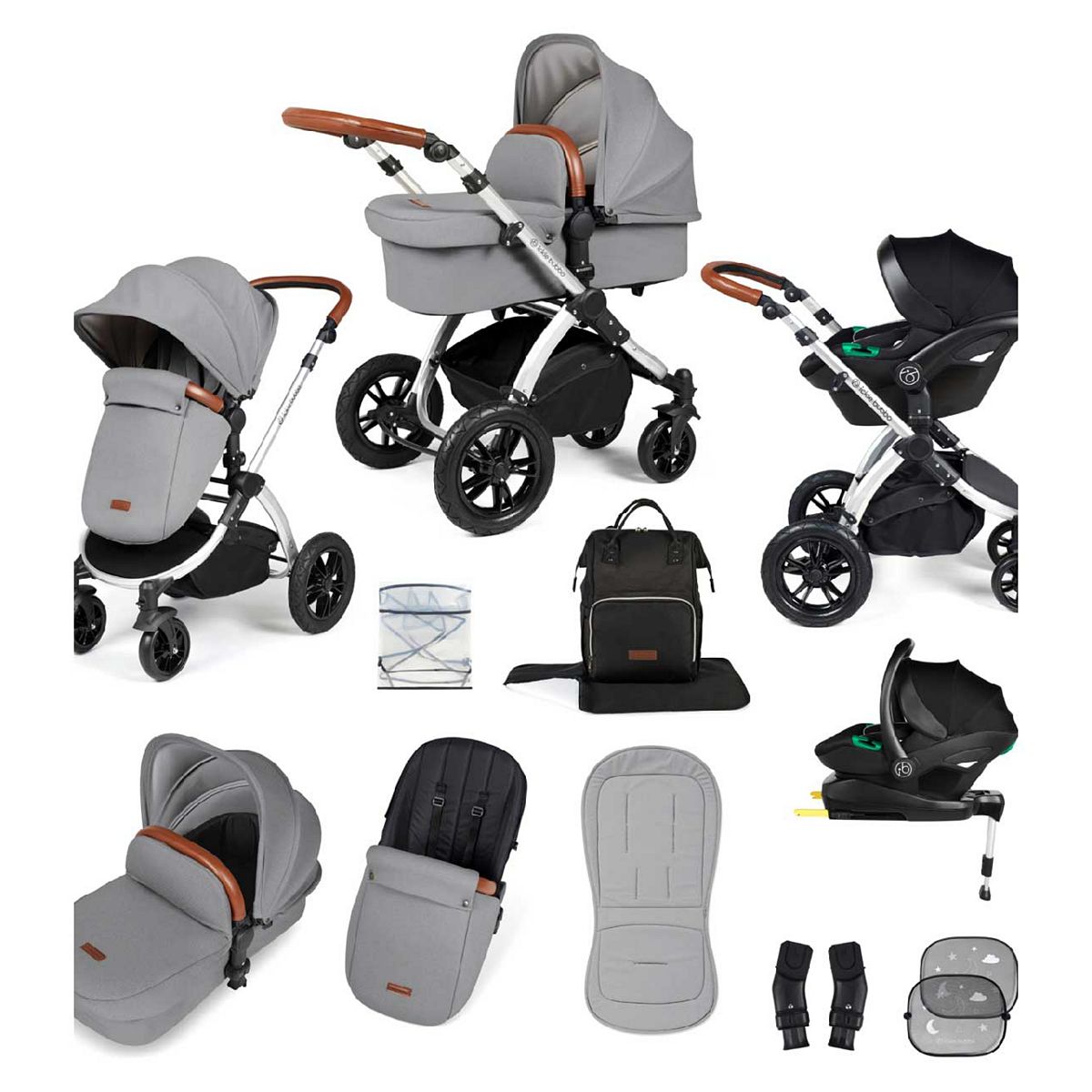 Ickle Bubba Stomp Luxe all-in-one Travel System Silver/Pearl Grey/Tan/ Pack Size 1 GOODS Boots   