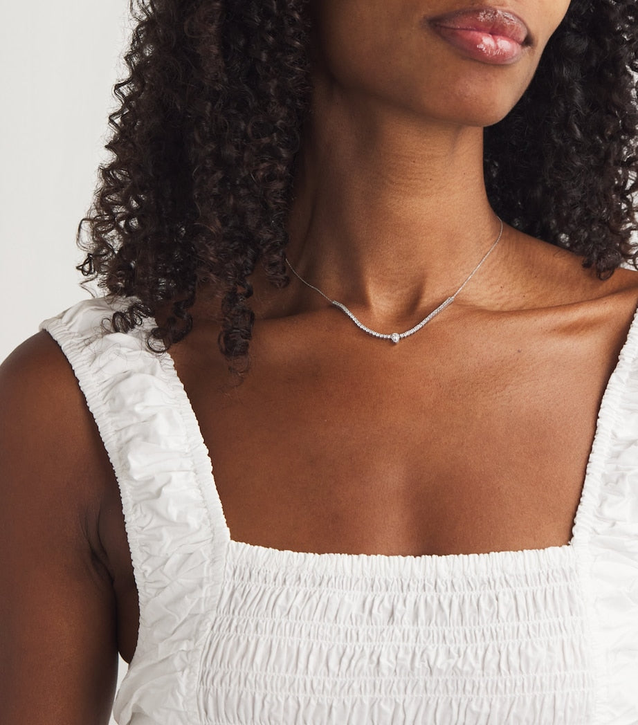 Persée white gold diamond pear tennis necklace, imported from the UK