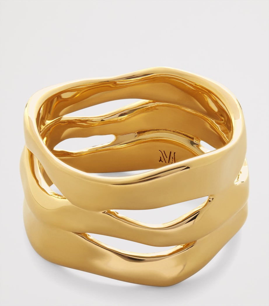 Monica Vinader gold vermeil wave triple ring - British product