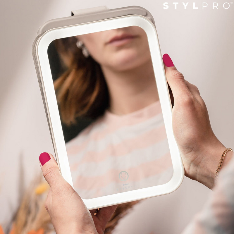 Stylpro On Tour Petite Travel Mirror with LED lights, imported from the UK