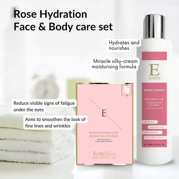 ErthSkin Hyaluronic Acid Body Lotion 250ml +Rose Blossom Eye Pads