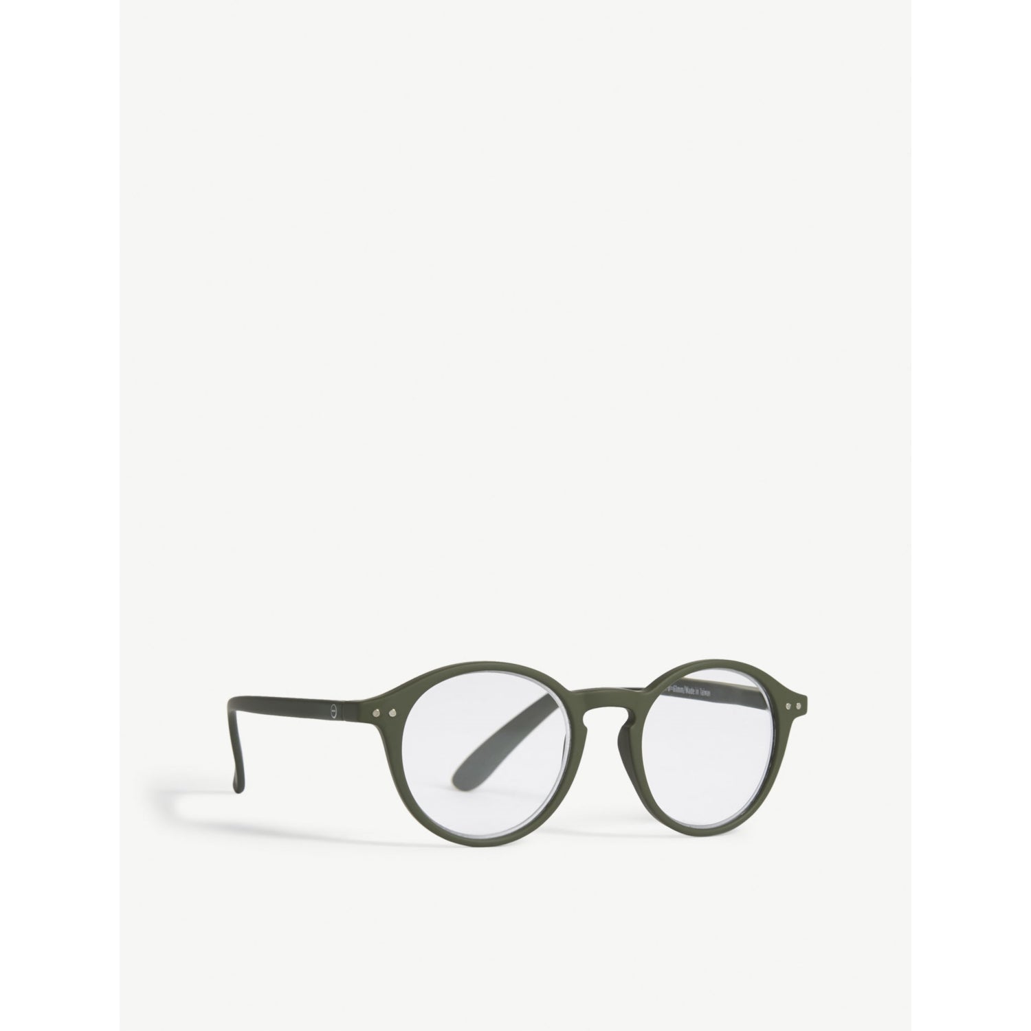 Izipizi Letmesee #D Kaki round-frame reading glasses +2.00, UK version