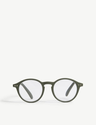 Izipizi Letmesee #D Kaki round-frame reading glasses +2.00, UK version