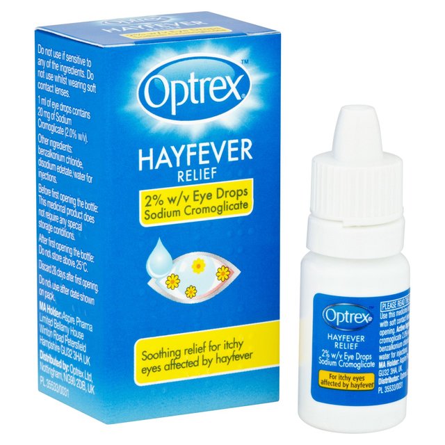 Optrex Hayfever Relief Eye Drops Itchy Eyes 2% w/v   10ml