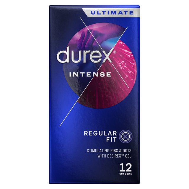 Durex Intense Condoms Ribbed & Dotted Regular Fit   12 per pack