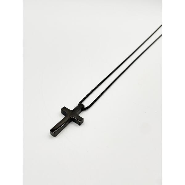 SVNX cross pendant necklace in black, one size (British brand)