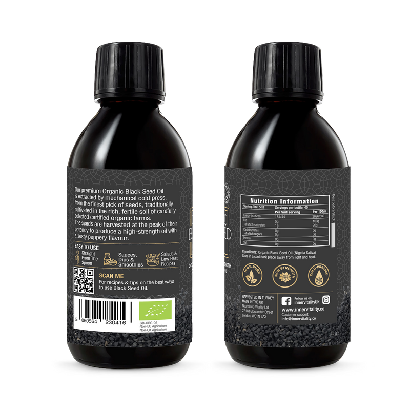 Inner Vitality organic black seed oil 200ml (British brand)
