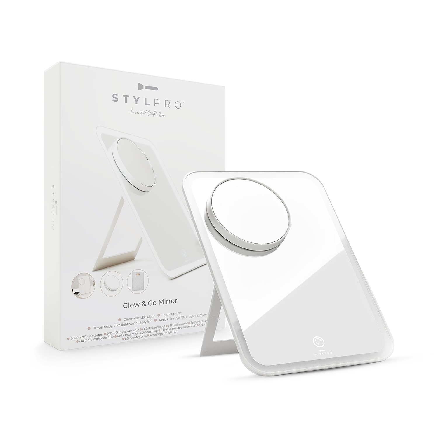 Stylpro Glow and Go travel mirror with LED lights (British brand)