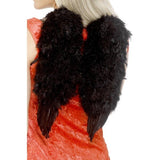 Smiffys angel wings black feathered 30cm by 40cm, imported from the UK