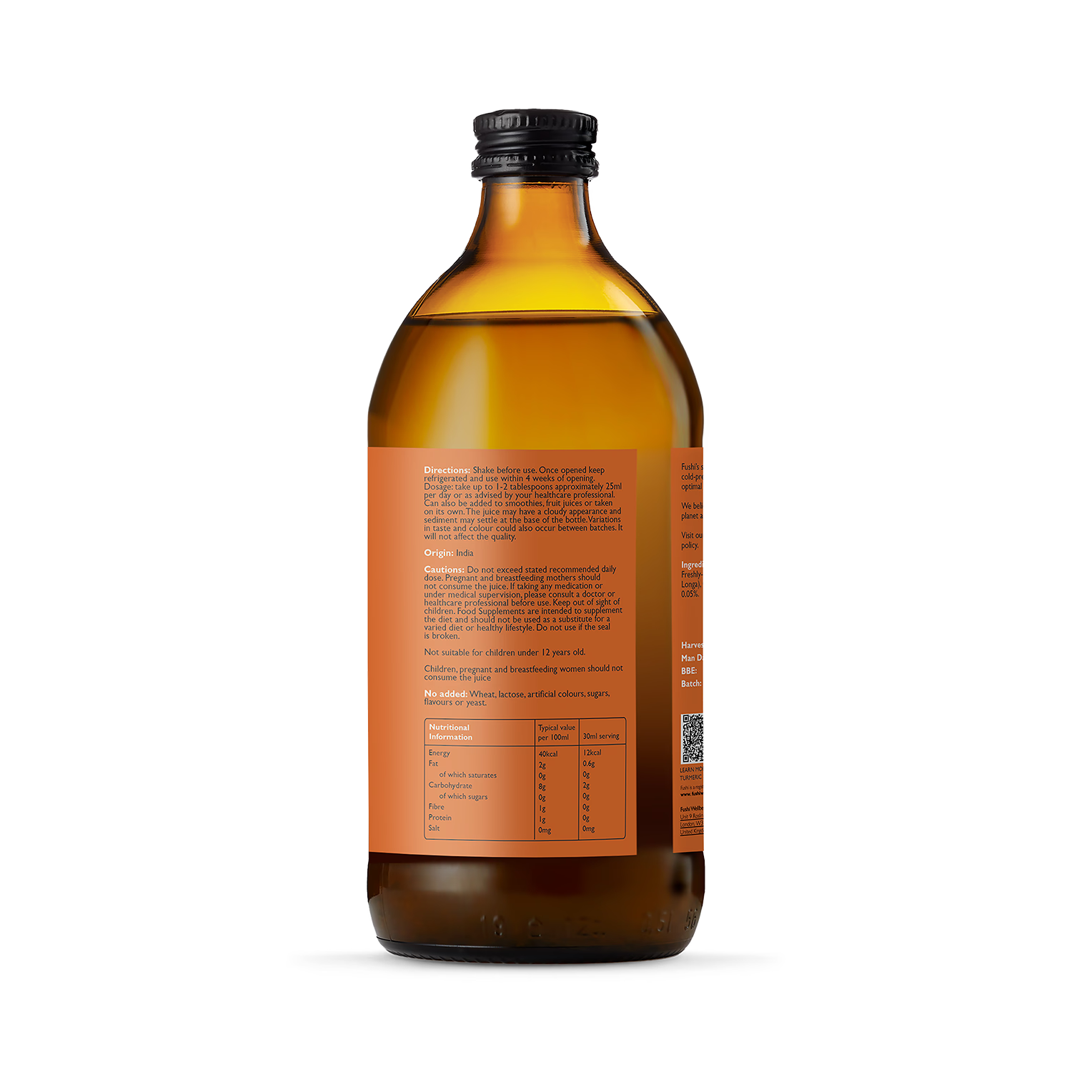 Fushi fresh-pressed turmeric juice 500ml (British brand)