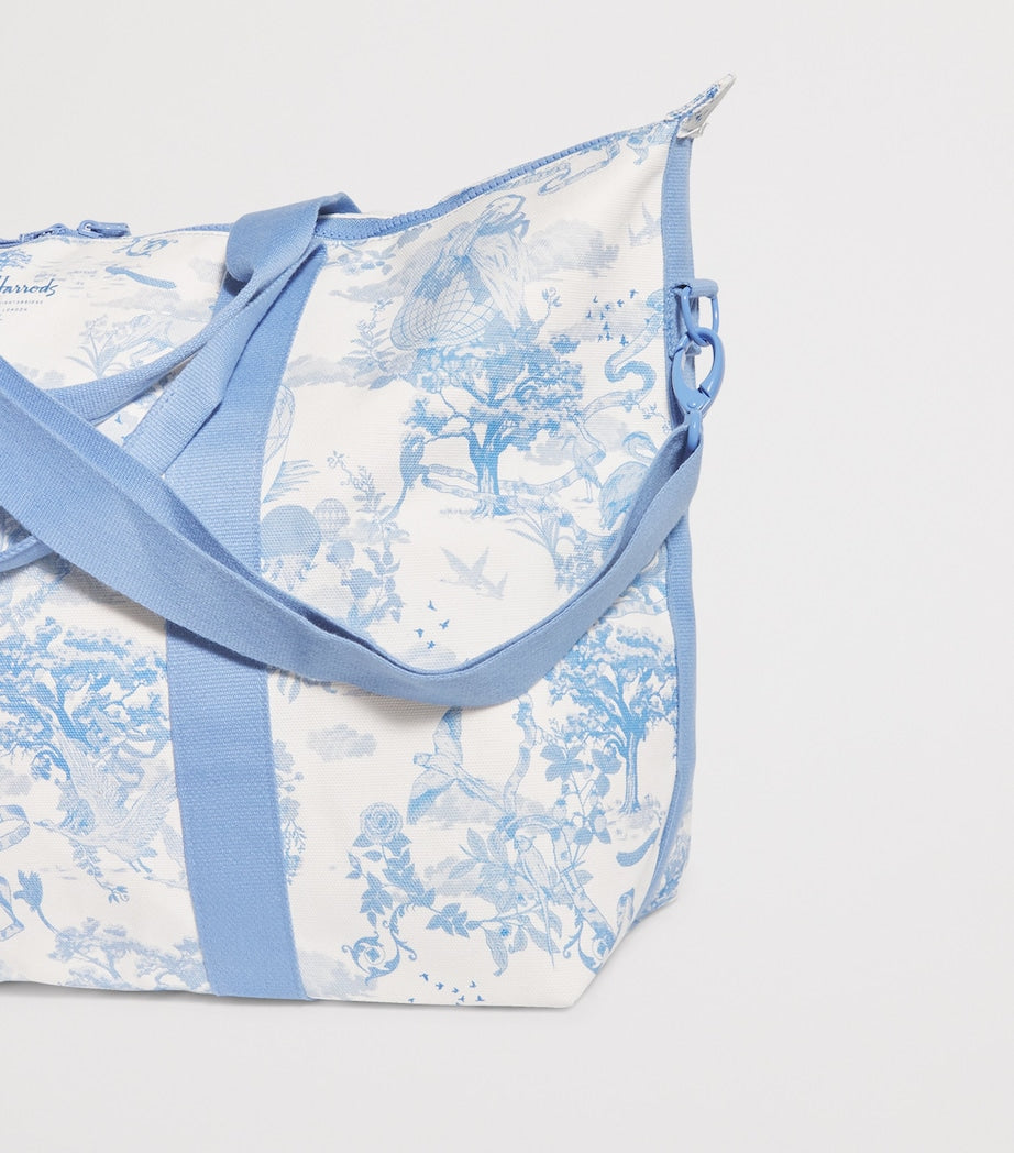 Harrods toile overnight bag set with London landmarks print, UK version