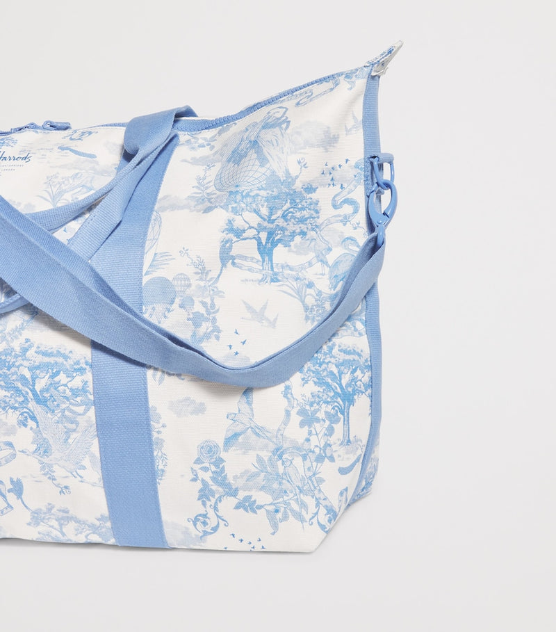 Harrods toile overnight bag set with London landmarks print, UK version