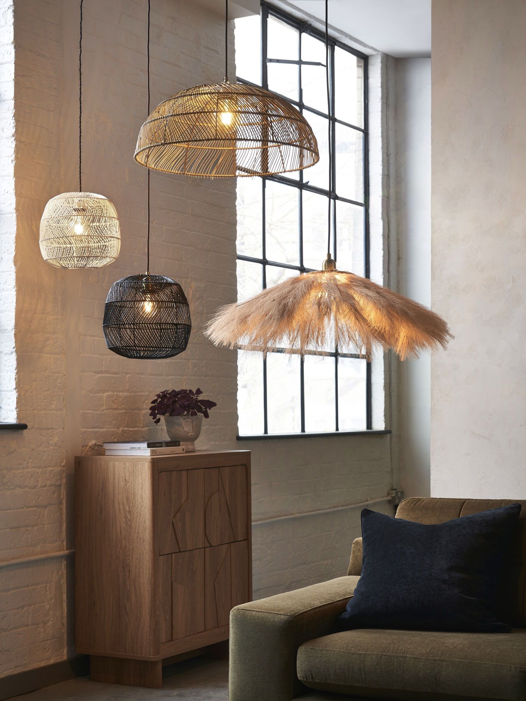 Ceiling light shade Natural Tahiti easy fit 27cm height, UK version