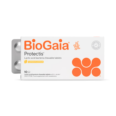 Holland & Barrett BioGaia Protectis Lemon Probiotic Supplement Tablets 10 Count- Buy online at McGrocer
