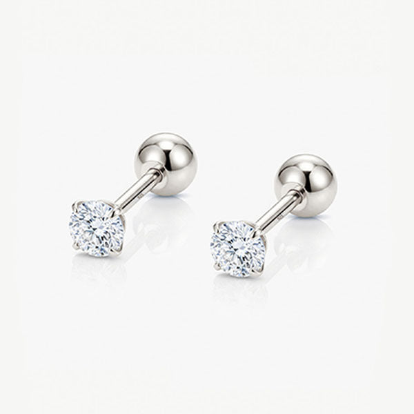 MUCHV 3mm Cubic Zirconia Stud Earrings in 18k Gold or Silver