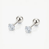 MUCHV 3mm Cubic Zirconia Stud Earrings in 18k Gold or Silver