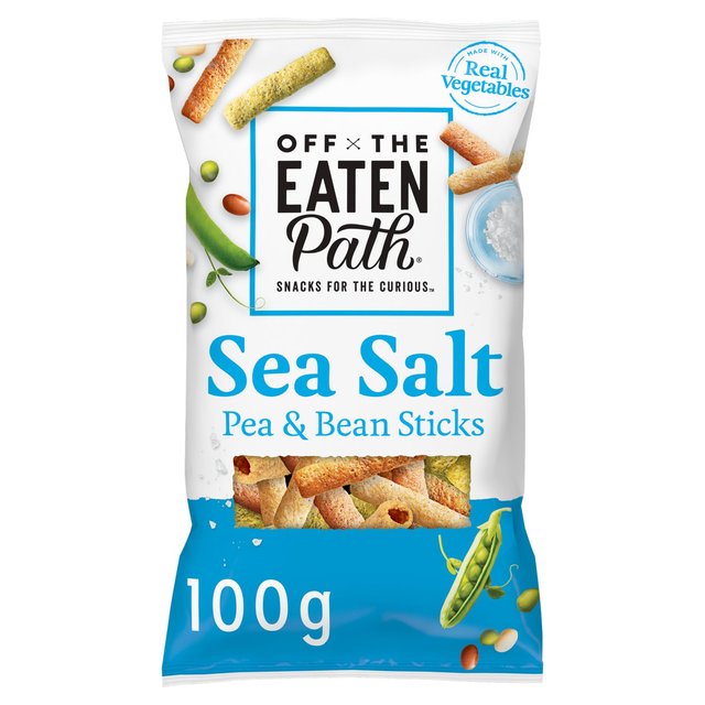 Off The Eaten Path Sea Salted Bean Sticks Sharing Bag Crisps   100g GOODS M&S   