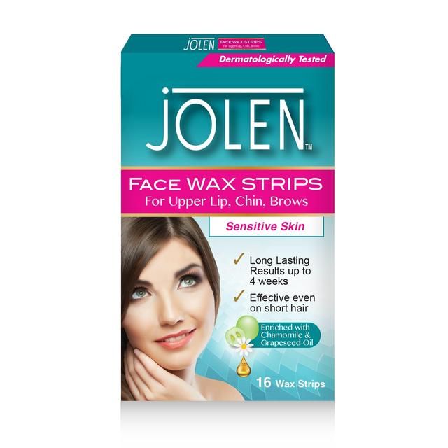 Jolen Facial Wax Strips Sensitive Skin   16 per pack