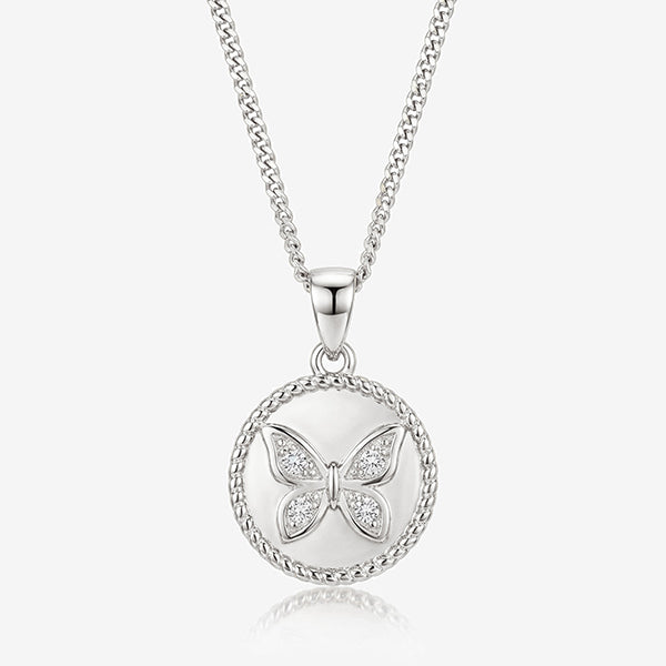 MUCHV Sterling Silver Butterfly Coin Necklace