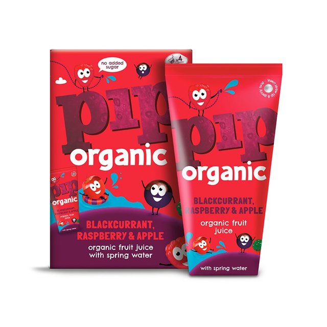 Pip Organic Blackcurrant Raspberry & Apple Juice with Spring Water Cartons   4 x 180ml