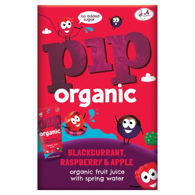 Pip Organic Blackcurrant Raspberry & Apple Juice with Spring Water Cartons   4 x 180ml