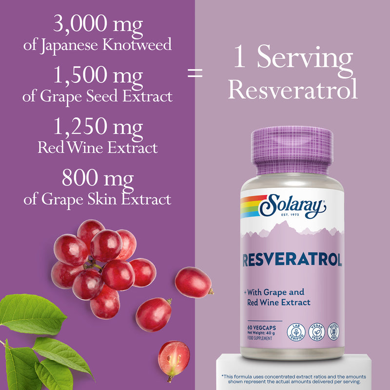 Solaray Resveratrol Complex 60 vegan capsules (British brand)