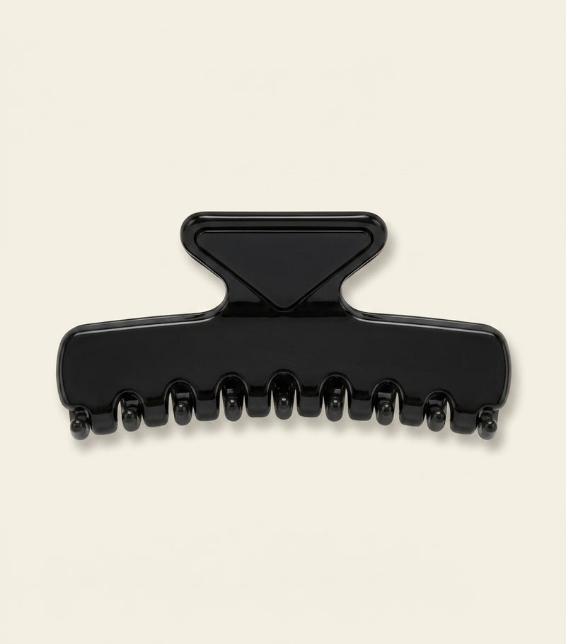 Prada triangle logo claw clip hair accessory, imported from the UK