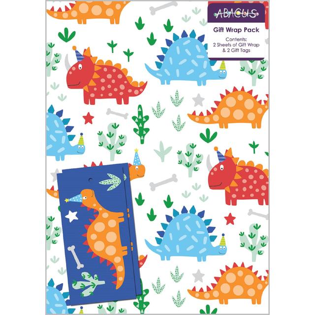 Dinosaur Gift Wrap Sheets & Tags   2 per pack