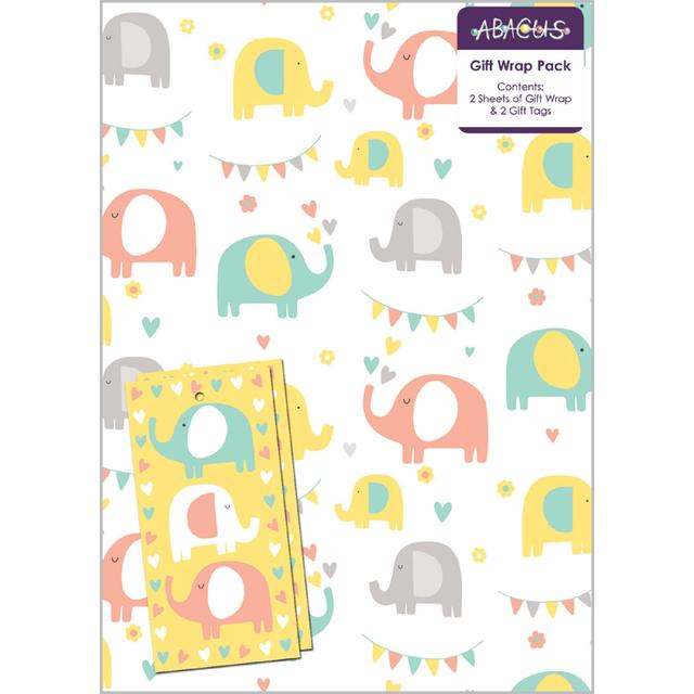 Elephant Fun Gift Wrap Sheets & Tags   2 per pack