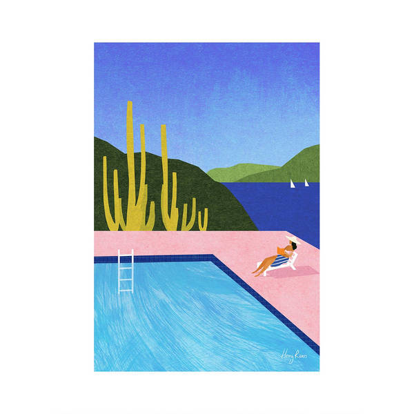 Henry Rivers swimming pool art print 50x40cm, imported from the UK