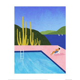 Henry Rivers swimming pool art print 50x40cm, imported from the UK