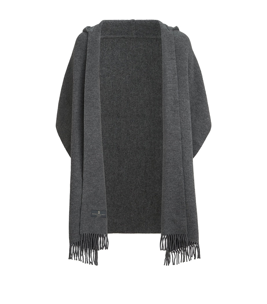 Brunello Cucinelli wool-cashmere hooded scarf (British brand)