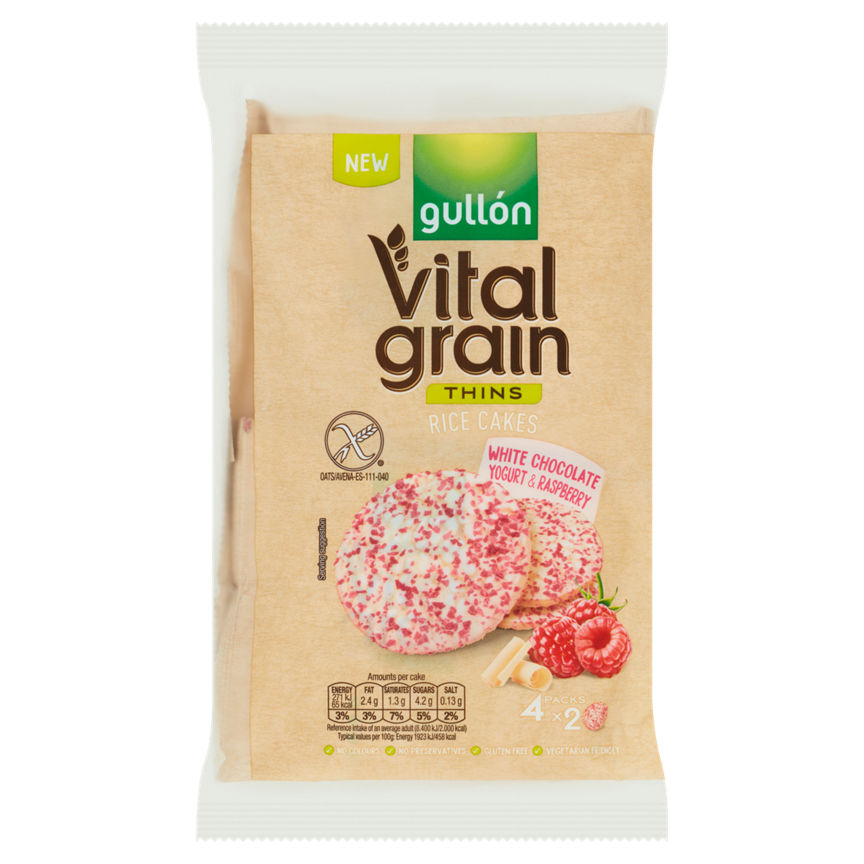 Gullón Vital Grain Thins Rice Cakes White Chocolate Yogurt & Raspberry 4 x 28.2g GOODS ASDA   