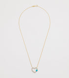 Jennifer Meyer yellow gold open heart necklace diamonds turquoise 40cm - British product