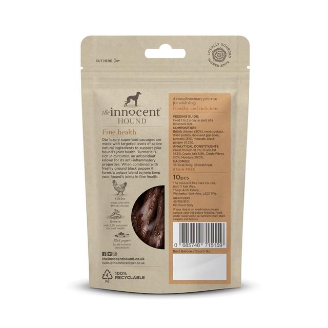 The Innocent Hound Dog Treats Joint Support Superfood Sausages   100g