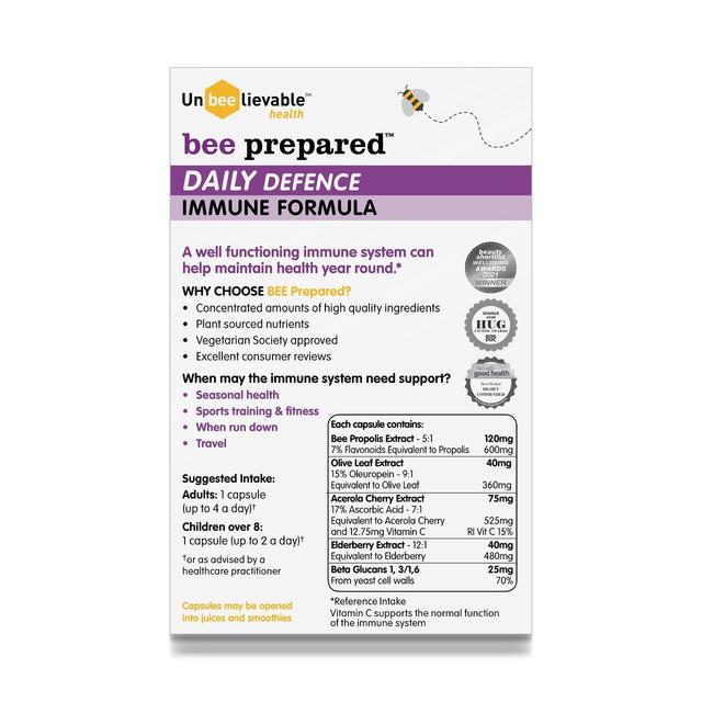 Unbeelievable Health Bee Prepared Daily Defence Immune Formula Capsules   30 per pack GOODS M&S   