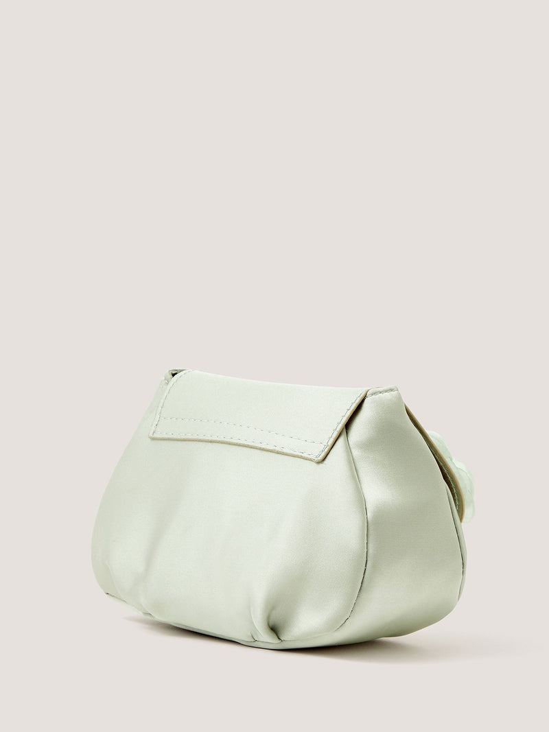 Monsoon green corsage satin bag - British product